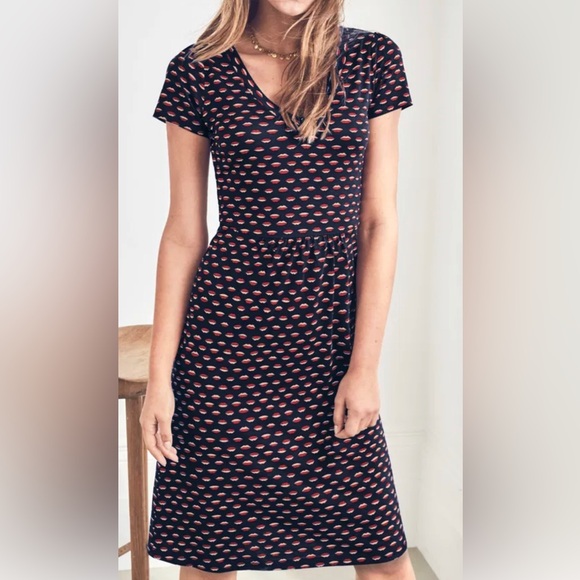Boden Penelope Red Lips Jersey Dress Size 8P - Picture 1 of 9